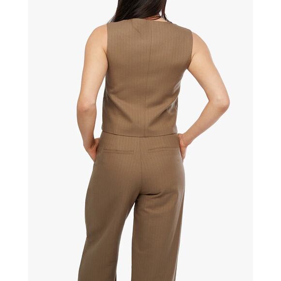 WeWoreWhat Brown Pinstriped Tailored Formal Vest Top Career Trouser Pants Set 4 - Picture 4 of 10